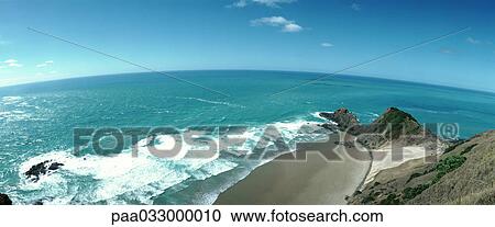 Stock Image - New Zealand, seascape, elevated view. Fotosearch