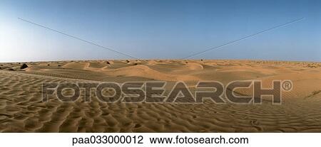 Stock Image - Tunisia, desert, panoramic view. Fotosearch