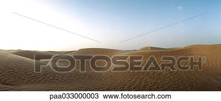 Stock Image - Tunisia, sand dunes, panoramic view. Fotosearch