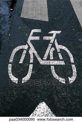 Bike symbol painted on road View Large Illustration Stock Illustration - Bike symbol painted on road. Fotosearch