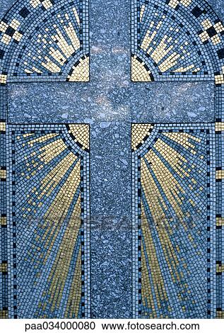 Christian cross mosaic, close-up View Large Illustration Clipart - Christian cross mosaic, close-up. Fotosearch