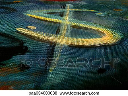 Stock Illustration - Dollar sign, painted, close-up. Fotosearch