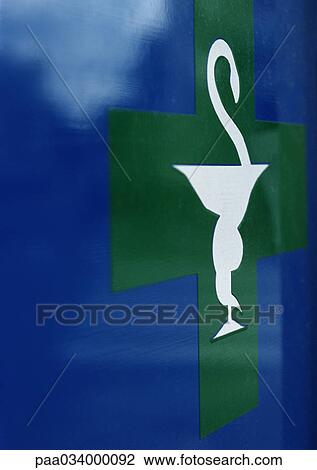 Drawing - Drugstore sign, close-up. Fotosearch