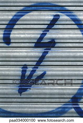 Clipart - Electrocution danger symbol painted on roller shutter, close-up. Fotosearch