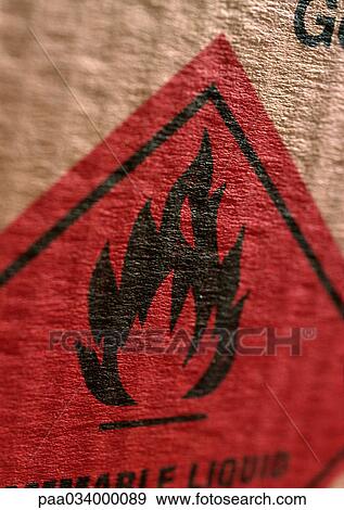 Stock Illustration - Flammable symbol, close-up. Fotosearch
