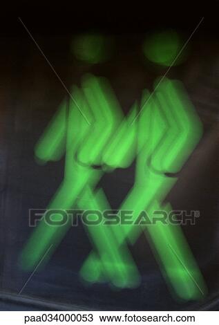 Green pedestrian crossing light, close-up View Large Illustration Drawing - Green pedestrian crossing light, close-up. Fotosearch