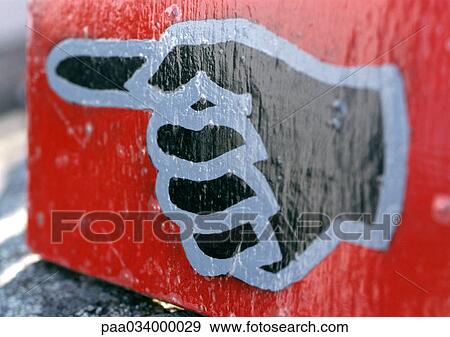 Hand with finger pointing on sign, close-up View Large Illustration Stock Illustration - Hand with finger pointing on sign, close-up. Fotosearch