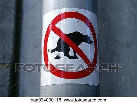 No dog poop sign on pole, close-up View Large Illustration Stock Illustration - No dog poop sign on pole, close-up. Fotosearch