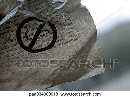 Stock Illustration - No smoking sign on sheet of paper. Fotosearch