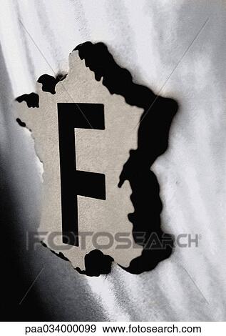 Stock Illustration - Shape of France with letter "F", close-up. Fotosearch