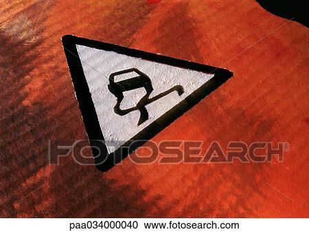 Clipart - Slippery road sign, close-up. Fotosearch