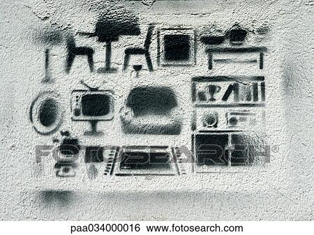 Stock Illustration - Stenciled home furnishings, close-up. Fotosearch