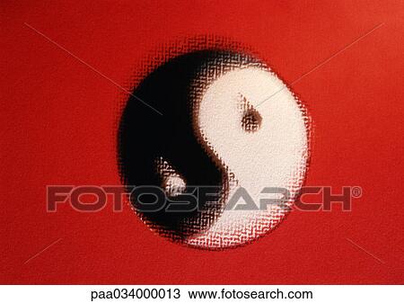 Drawing - Yin and yang symbol, close-up, blurred. Fotosearch