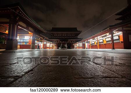 AsakUSA Kannon Temple at dusk View Large Photo Image Stock Photo - AsakUSA Kannon Temple at dusk. Fotosearch