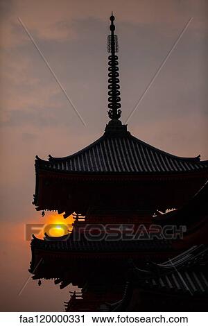 Stock Image - AsakUSA Kannon Temple at sunset. Fotosearch