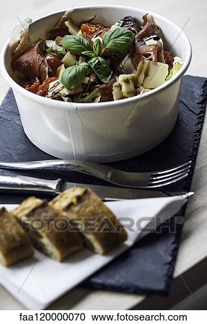 Stock Image - Close-up of meat salad. Fotosearch