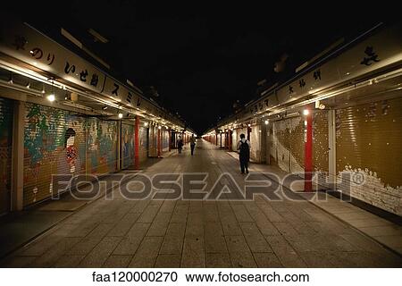 Closed shops at night View Large Photo Image Stock Image - Closed shops at night. Fotosearch