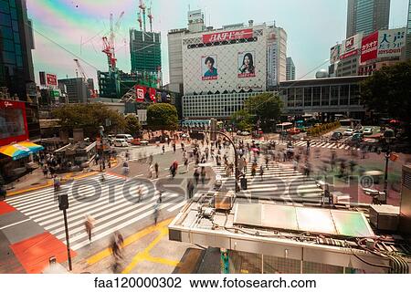 Crowd of pedestrians on Shibuya crossing View Large Photo Image Stock Image - Crowd of pedestrians on Shibuya crossing. Fotosearch