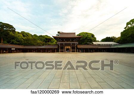 Entrance of Meiji-jingu Shrine View Large Photo Image Stock Photo - Entrance of Meiji-jingu Shrine. Fotosearch