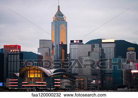 Hong Kong financial district at dusk View Large Photo Image Stock Image - Hong Kong financial district at dusk. Fotosearch