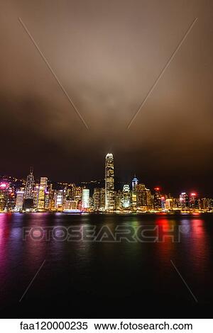 Hong Kong financial district at night View Large Photo Image Stock Photography - Hong Kong financial district at night. Fotosearch