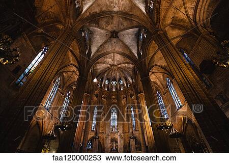 Interior of Barcelona Cathedral View Large Photo Image Stock Image - Interior of Barcelona Cathedral. Fotosearch