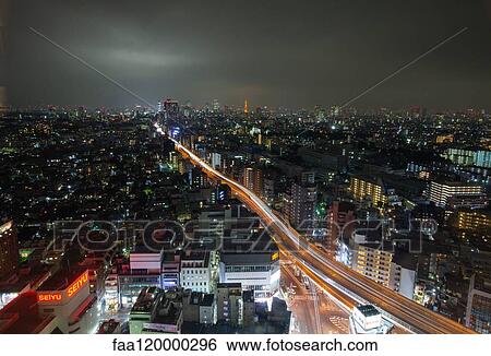 Night view of Tokyo cityscape View Large Photo Image Stock Photograph - Night view of Tokyo cityscape. Fotosearch