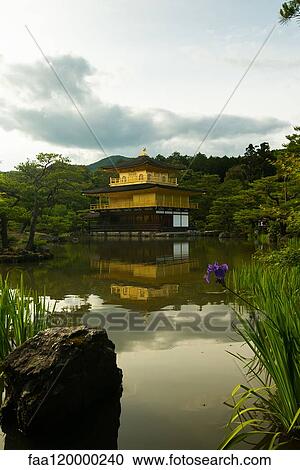 Temple of the Golden Pavilion with pond View Large Photo Image Stock Image - Temple of the Golden Pavilion with pond. Fotosearch