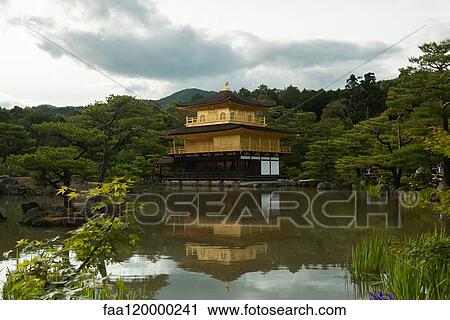 Temple of the Golden Pavilion with pond View Large Photo Image Stock Image - Temple of the Golden Pavilion with pond. Fotosearch