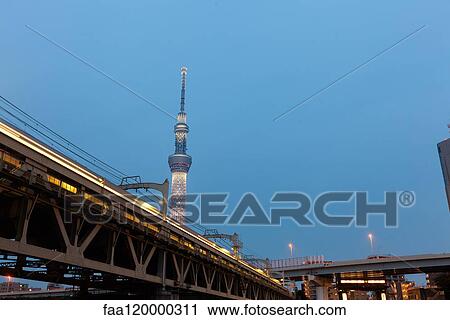 Tokyo Sky Tree at dusk View Large Photo Image Stock Image - Tokyo Sky Tree at dusk. Fotosearch