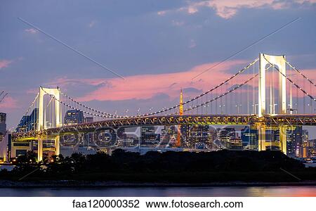 Tokyo skyline with Rainbow bridge and Tokyo tower View Large Photo Image Stock Image - Tokyo skyline with Rainbow bridge and Tokyo tower. Fotosearch