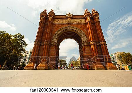 Tourist at The Arc de Triomf in Barcelona View Large Photo Image Stock Image - Tourist at The Arc de Triomf in Barcelona. Fotosearch