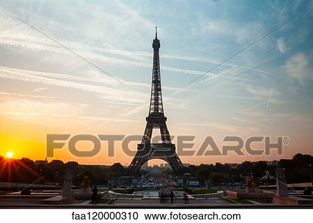 View of Eiffel Tower at sunset View Large Photo Image Stock Image - View of Eiffel Tower at sunset. Fotosearch