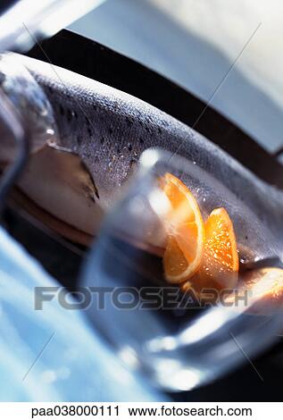 Fish and orange slices, close-up View Large Photo Image Stock Image - Fish and orange slices, close-up. Fotosearch