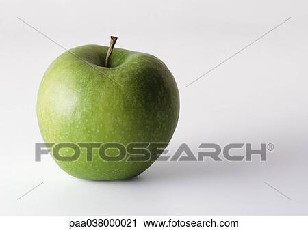 Green apple with stem, in upright position, closeup, white background View Large Photo Image Stock Image - Green apple with stem, in upright position, closeup, white background. Fotosearch