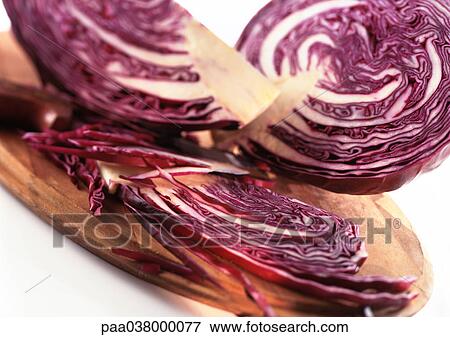 Stock Photo - Sliced red cabbage, close-up. Fotosearch