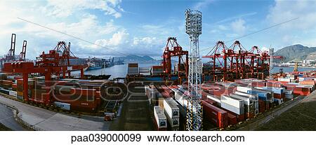 Containers and cranes on docks View Large Photo Image Stock Photo - Containers and cranes on docks. Fotosearch