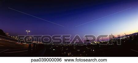 Docks at night, panoramic view View Large Photo Image Stock Photograph - Docks at night, panoramic view. Fotosearch