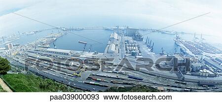 Spain, Barcelona, port, aerial view View Large Photo Image Stock Image - Spain, Barcelona, port, aerial view. Fotosearch