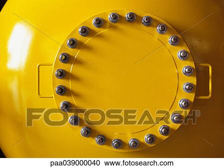 Stock Image - Storage tank door, close-up. Fotosearch