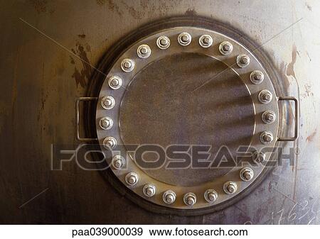 Storage tank door, close-up View Large Photo Image Stock Photo - Storage tank door, close-up. Fotosearch