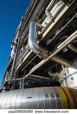 Stock Photo - Thermal power plant, low angle view. Fotosearch