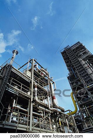 Stock Photograph - Thermal power plant, low angle view. Fotosearch