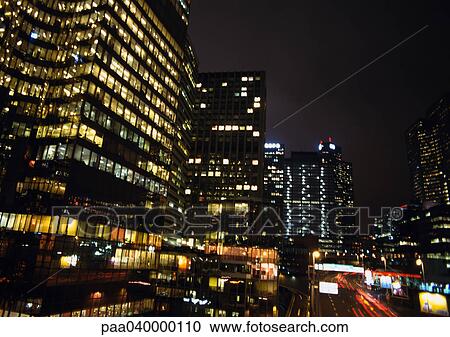 Skyscrapers at night View Large Photo Image Stock Image - Skyscrapers at night. Fotosearch