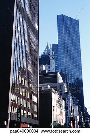 Picture - United States, New York, skyscrapers, low angle view. Fotosearch