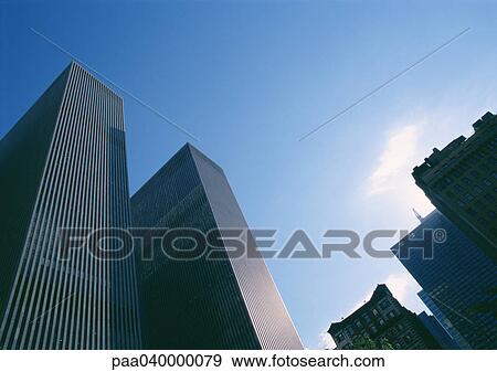 Stock Photo - United States, New York, skyscrapers, low angle view. Fotosearch
