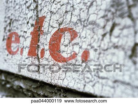 E. t. c. text in cracked paint, close-up View Large Photo Image Stock Photo - E. t. c. text in cracked paint, close-up. Fotosearch
