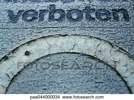 forbidden text in German in cracked paint View Large Photo Image Picture - forbidden text in German in cracked paint. Fotosearch