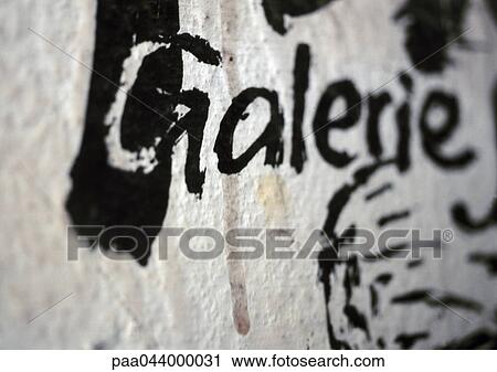 Gallery text in French, close-up View Large Photo Image Stock Image - Gallery text in French, close-up. Fotosearch