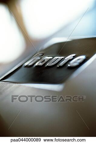 Stock Photo - High text in French, embossed, close-up. Fotosearch